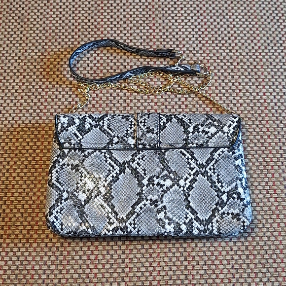 Madison West Black and Gray Snakeskin Print Crossbody Bag - Picture 2 of 15